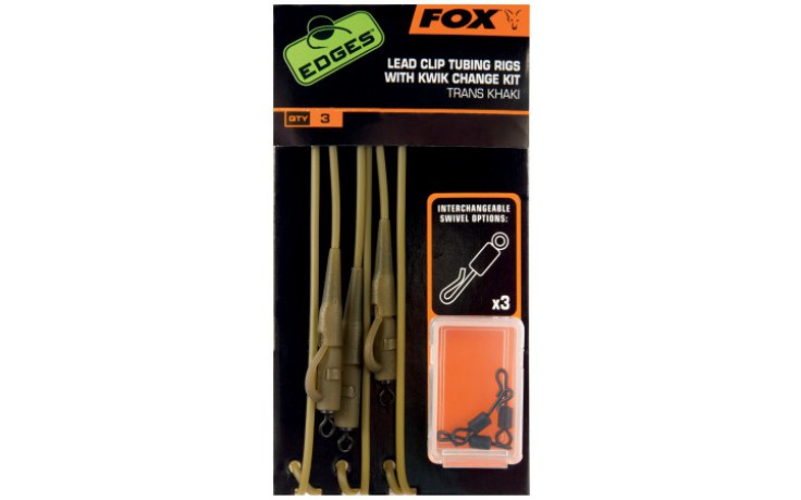 FOX Edges Lead Clip Tubing Rig with Kwik Change Kit