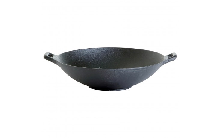 Wok aus Gusseisen zum Grillen und BBQ  30 cm 7,5 cm Höhe 