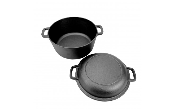 Gusseisen Topf 2 in 1 und Pfanne mit 2 Griffen Durchmesser 26 cm