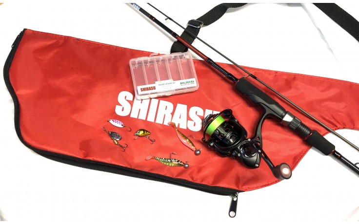 Shirasu Spoon Angelset Komplettset Ultralight mit Angelrute Angelrolle Tasche Angelschnur und Köder