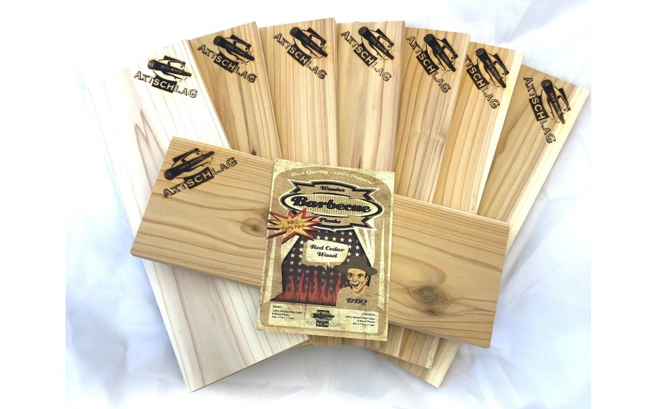 Axtschlag Barbecue Wood Plank Red Cedar Wood 8 Stück 30 * 11 * 11 mm