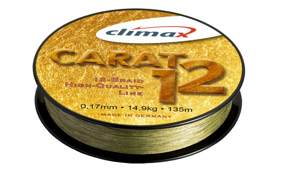 Climax Carat 12 geflochtene Angelschnur moos grün 0,15 mm 12,8 kg | 135 Meter