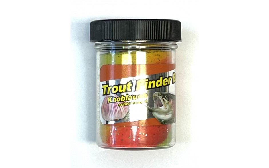 Trout Finder Bait Forellenteig Regenbogen 50 Gramm Angelköder mit Glitter und Knoblauch Geschmack