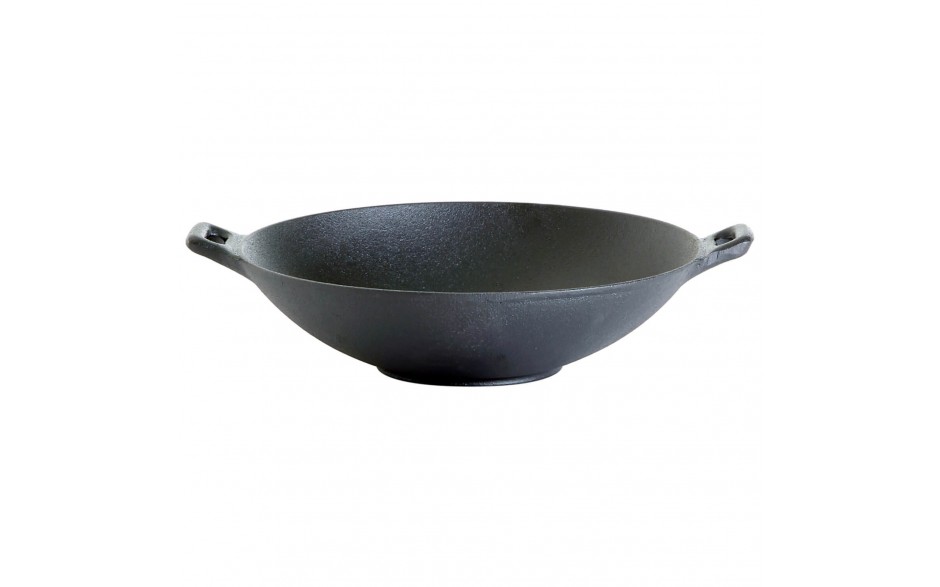 Wok aus Gusseisen zum Grillen und BBQ  30 cm 7,5 cm Höhe 