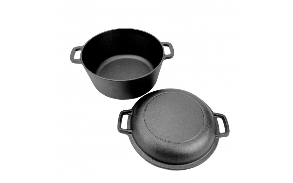 Gusseisen Topf 2 in 1 und Pfanne mit 2 Griffen Durchmesser 26 cm