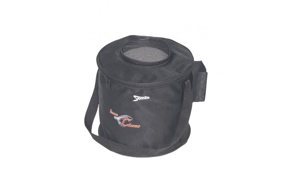 Iron Claw Minnow Barrel L Köderfischeimer mit Tasche für Sauerstoffpumpe ideal für alle Angelköder