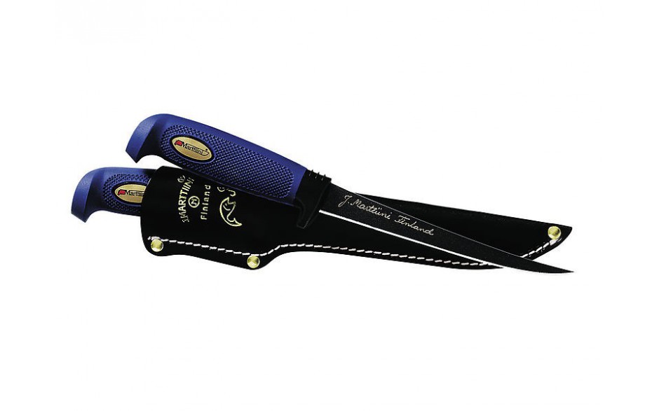 Martiini Filiermesser 23 cm mit Klingenbeschichtung und rutschsicherem Griff und hochwertiger Lederscheide 