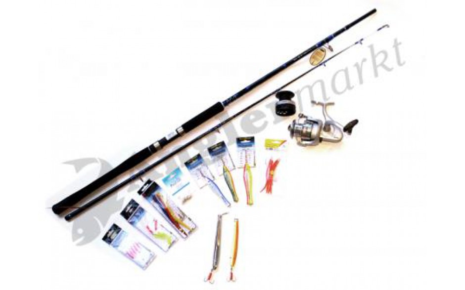 Adventure Norwegen Komplett Set Angelset mit Angelrolle Angelrute Angelschnur und Zubehör 