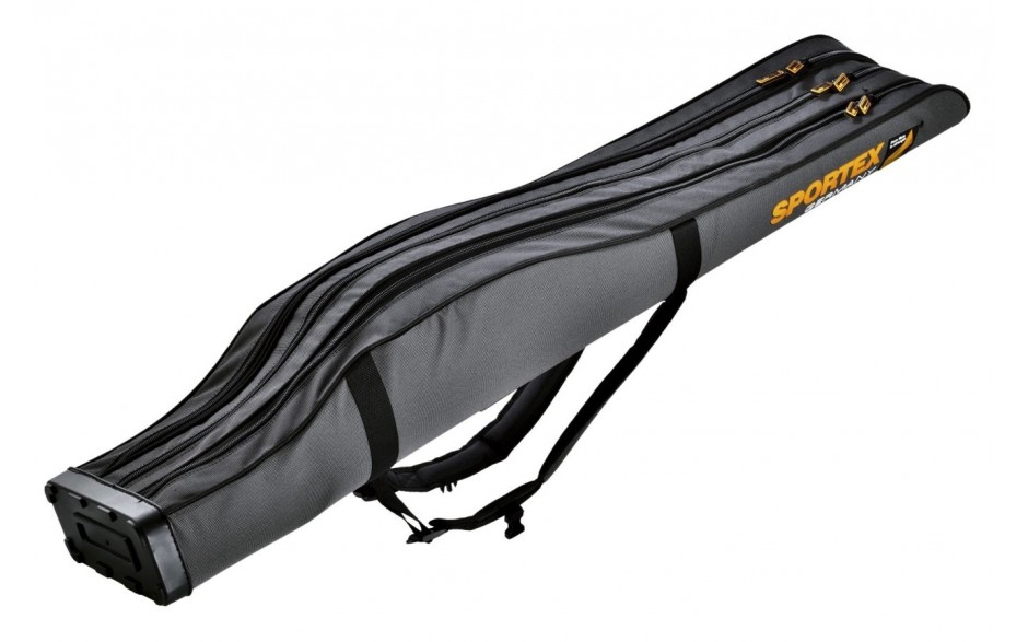 Sportex Super Safe 1,5 Meter mit 3 Fächer für 3 Angelruten Farbe grau mit 2 Trageriemen