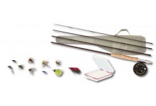 Profi Fliegen Set Fliegenrute & Fliegenrolle & Schnur & Vorfach mit Fleigen