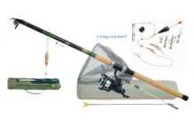 Komplett Set Karpfen Allround Angelrute 3 Meter Angelrolle und Unterfangkescher und Angelzubehör