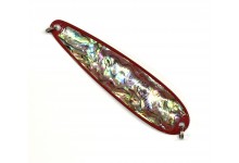 Perlmutt Blinker Handmade aus Metall mit Perlmuttreflexfolie 20 Gr. rot 12 cm