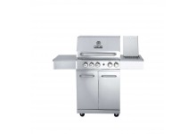 Allgrill Allrounder M Gasgrill Volledelstahl 17,2 kW  3flammit 61 * 46 cm Grillfläche mit Seitenkocher
