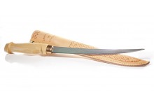 Martiini Filiermesser mit Holzgriff 23 cm und Lederscheide mit Gürtelhalter