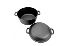 Gusseisen Topf 2 in 1 und Pfanne mit 2 Griffen Durchmesser 26 cm