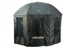 Schirmzelt 2,4 Meter Bogenspannweite Camouflage mit PVC Beschichtung und Heringen und Transporttasche und Zugleinen